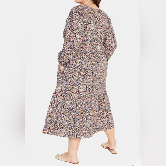 Old Navy Floral Printed Tiered‎ Midi Swing floral flattering Feminine Dress size - Picture 6 of 15